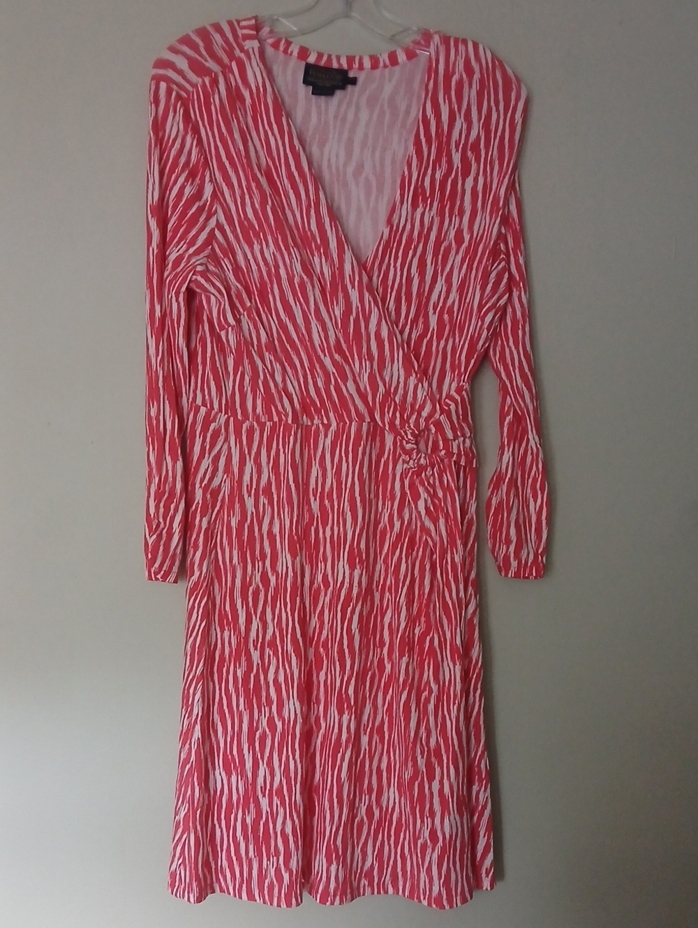 Pendleton Coral and White Long-Sleeve Dress Large Petite